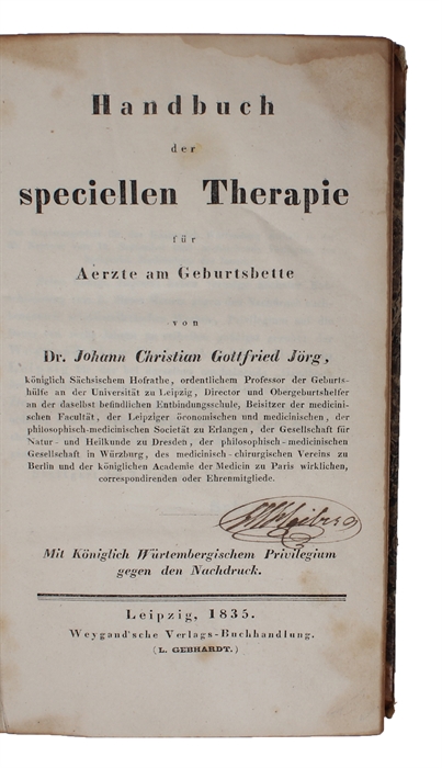 Handbuch der speciellen Therapie für Aerzte am Geburtsbette.