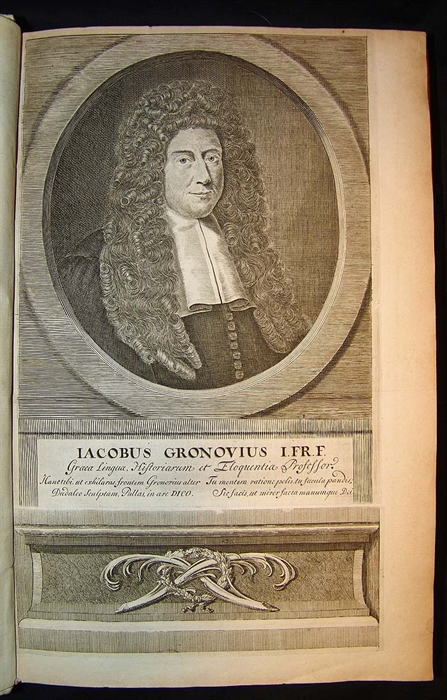 Expeditionis Alexandri libri septem et Historia Indica. Ex Bonav. Vulcanii interpretatione Latina post variam aliorum industriam...Opera Jacobi Gronovii. Lugd. Batavorum (Leiden), Petrus van der Aa, 1704.