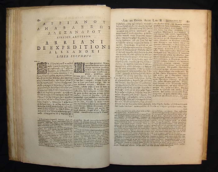 Expeditionis Alexandri libri septem et Historia Indica. Ex Bonav. Vulcanii interpretatione Latina post variam aliorum industriam...Opera Jacobi Gronovii. Lugd. Batavorum (Leiden), Petrus van der Aa, 1704.