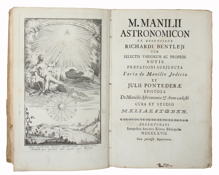 Astronomicon ex recensione Richardi Bentliji cum selectis variorum ac propriis Notis præfationi subjuncta Varia de Manilio Judicia et Julii Pontederæ Epistola...Cura et Studio M. Eliae Stoeber.