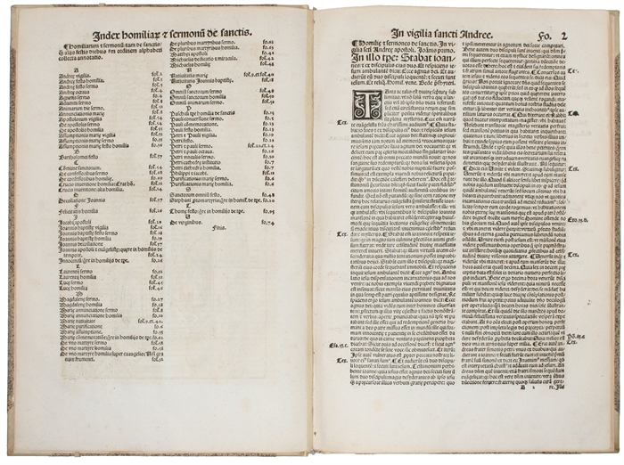 Homilie doctorum omniu De sanctis (presumably second (and final) part of Homilie hoc est Conciones populares sanctissimorum ecclesie doctorum Hieronymi, Ambrusij, Augustini, Gregorij, Origenis, Ioannis Chrysostomi, Bede presbyteri, Maximi episcopi, et...