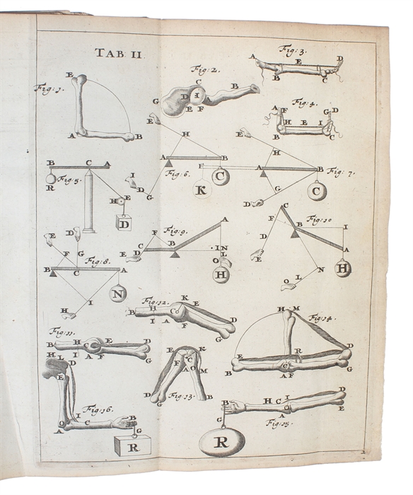 De Motu Animalium. Pars Prima (- Secunda). Editio Novissima, ab innumeris mendis & erroribus repurgata. Additæ sunt...Johannis Bernouillii Meditationes Mathematicæ de Motu Musculorum. 2 vols.