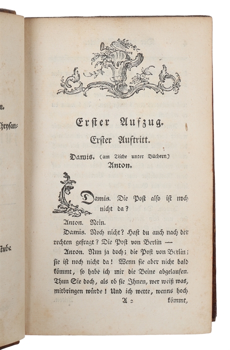 Lustspiele. 2 Theile. Der junge Gelehrte. Die Juden. Der Misogyn. Der Freygeist. Der Schatz. Minna von Barnhelm, oder das Soldatenglück.