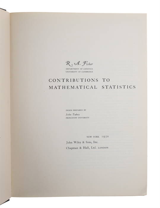 Contributions to Mathematical Statistics. Index prepared by John Tukey.