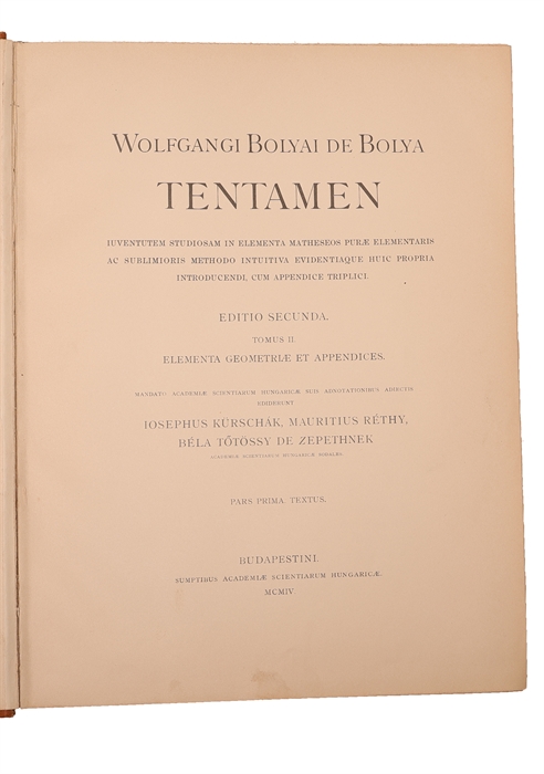 Appendix. Scientiam Spatii Absolute Veram exhibens: a veritate aut falsitate Axiomatis XI Euclidei (a priori haud unquam decidenda) independentem: adjecta ad casum falsitatis, quadratura circuli geometrica.