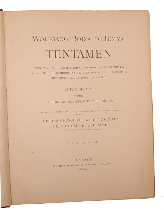 Appendix. Scientiam Spatii Absolute Veram exhibens: a veritate aut falsitate Axiomatis XI Euclidei (a priori haud unquam decidenda) independentem: adjecta ad casum falsitatis, quadratura circuli geometrica.