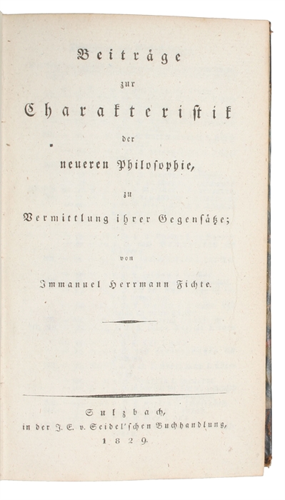 Beiträge zur Characteristik der neueren Philosophie, zu Vermittlung ihrer Gegensätze.