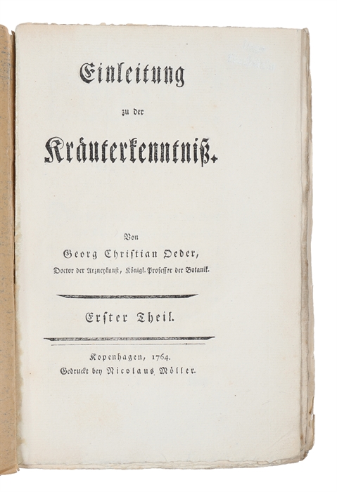 Einleitung zu der Kräuterkenntniss. (Erster Band) Erster-Zweyter Theil. (alles erschienen).