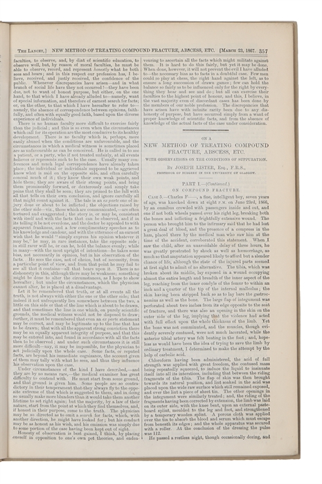 A New Method of Treating Compound Fracture, Abscess, etc. With Observations on the Conditions of Suppuration. Part I. On Compound Fracture - Part I (continued) - Part I (continued) - Part I (continued) - (Part II) New Method of Treating Compound Fract...