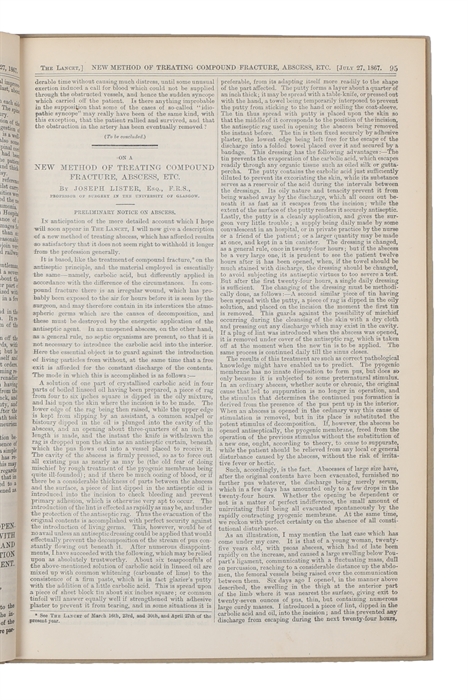 A New Method of Treating Compound Fracture, Abscess, etc. With Observations on the Conditions of Suppuration. Part I. On Compound Fracture - Part I (continued) - Part I (continued) - Part I (continued) - (Part II) New Method of Treating Compound Fract...