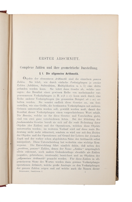 Funktionentheoretische Vorlesungen. 1,-2. Theil. (1. Einführung in die Theorie der Analytischen Functionen einer complexen Veränderlichen. - 2. Elliptische Funktionen).