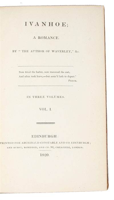 Ivanhoe; A Romance. 3 vols.