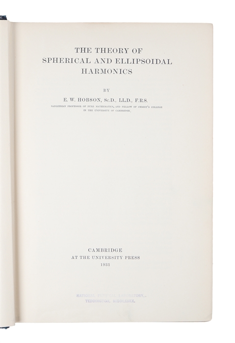 The Theory of Spherical Ellipsoidal Harmonics.