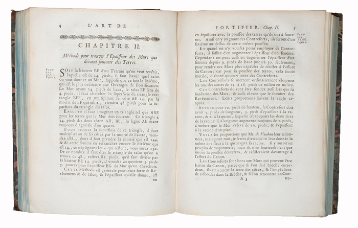Architecture Militaire, ou L'Art de Fortifier, Qui enseigne d'une manière courte & facile. La Construction de toutes sortes de Fortifications Régulières & Irrégulières; Deux nouveau Systemes pour construire, avec beaucoup moins de Dépense, des Pl...