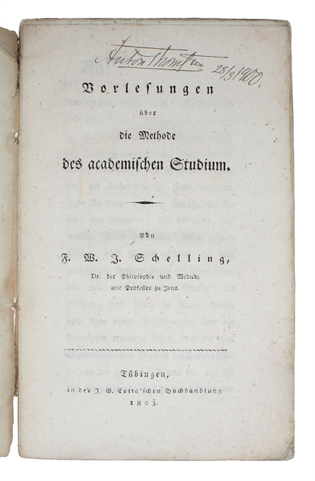 Vorlesungen über die Methode des akademischen Studiums.