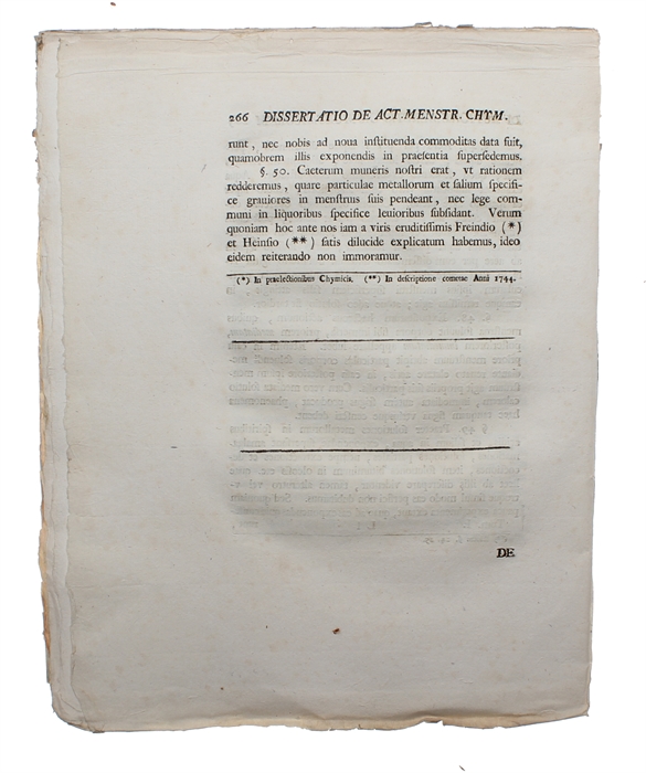 Dissertatio de Actione Menstruorum Chymicorum in Genere. (Considerations of the Action of chemical Solvents).