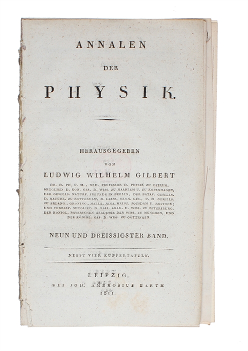 Ueber die Theorie des Lichts. Frei übersetzt vom Professor Lüdicke. (+) Nachricht von einigen Fällen einer bisher noch nicht beschriebenen Entstehung der Farben. (+) Beschreibung einer Vorrichtung, um mittelst des Sonnen-Mikroskops die Farben dünner Fl...