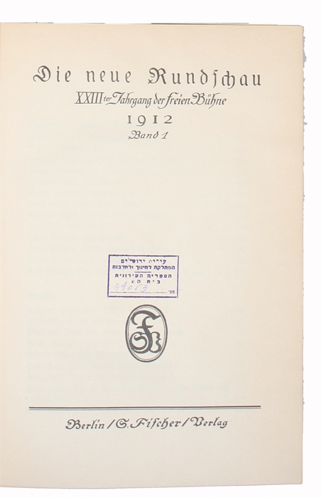 Der Tod in Venedig. Novelle. [In: Die Neue Rundschau. XXIIIter Jahrgang der freien Bühne].