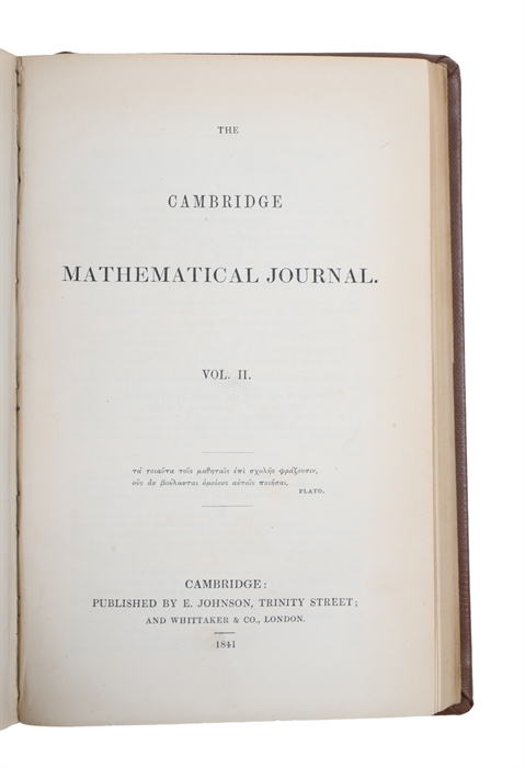 Researches in the theory of analytical transformations, with a special application to the reduction of the general equation of the second order (+) On certain theorems in the calculus of variations (+) On the integration of linear differential equatio...