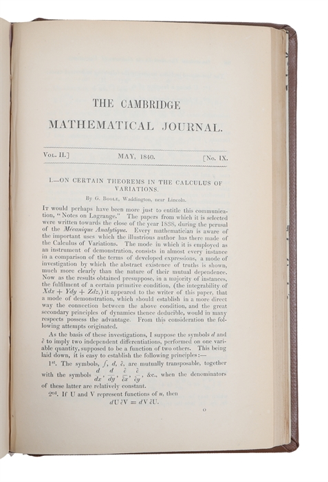 Researches in the theory of analytical transformations, with a special application to the reduction of the general equation of the second order (+) On certain theorems in the calculus of variations (+) On the integration of linear differential equatio...