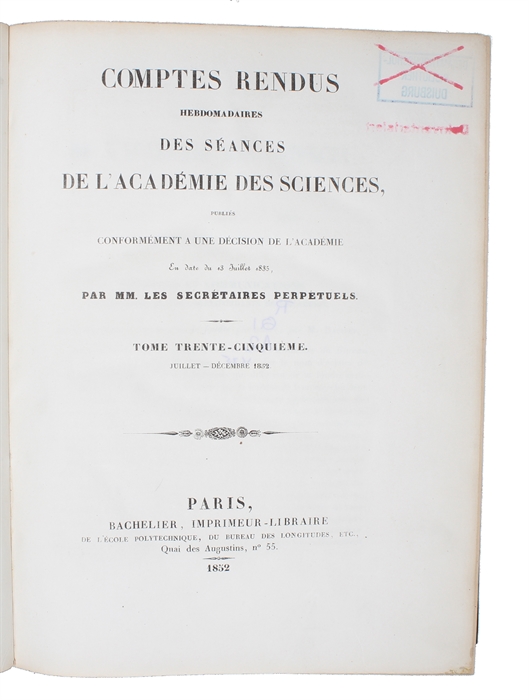 Démonstration physique du mouvement de rotation de la terre au moyen du pendule. (Commissaires MM. Arago, Pouillet, Binet). (+) Sur une nouvelle démonstration expérimentale du mouvement de la Terre, fondée sur la fixité du plan de rotation; par Léon ...