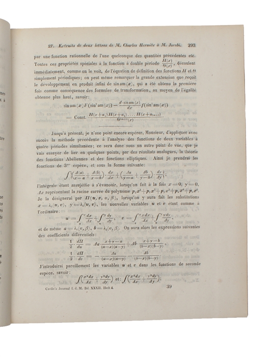 Extraits de deux lettres de M. Charles Hermite a M. Jacobi.