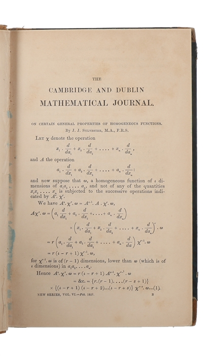 The Theory of Linear Transformations (+) On The Reduction of the General Equation of the n-th Degree (Sequel to a Memoire on the Theory of Linear Transformations) [Boole] (+) Note on Mr. Cockle's  Solution of a Cubic Equation [Cayley].