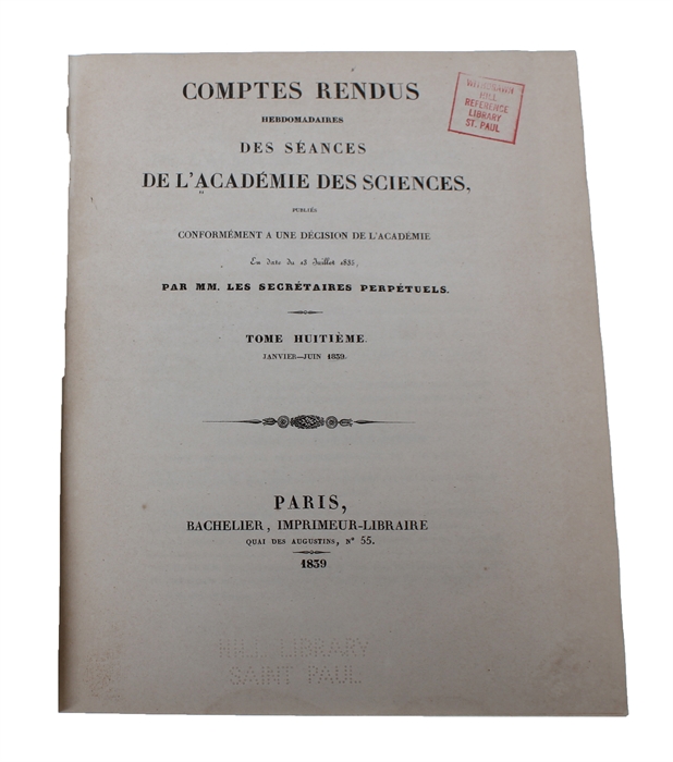 Fixation des images qui se forment au foyer d'une chambre obscure. (Seance du Lundi 7 Janvier 1839).