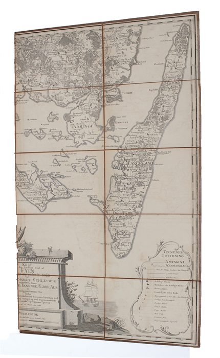 Kort over den Sydlige Deel af Fyen tilligemed det tilgrænsende Stykke af hertugdømmet Schleswig saavel øerne Langeland, Taasinge, Ærøe, Als og mellemliggende smaae Øer under det Kongl: Videnskabernes Societets Direction ved rigtig Landmaaling optaget, ...