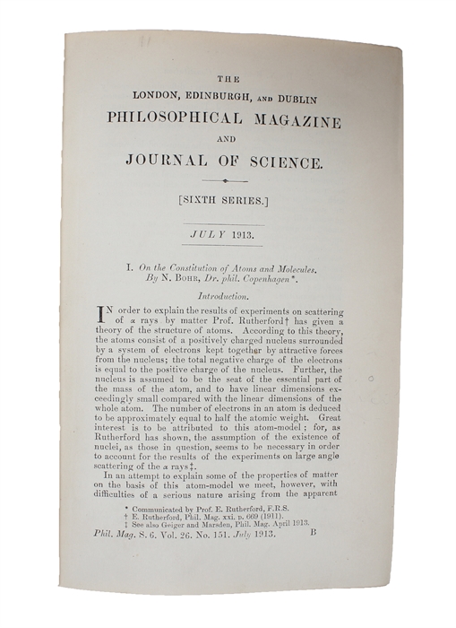 On the Constitution of Atoms and Molecules. 3 Parts (all). (+) The High-Frequency Spectra of the Elements.