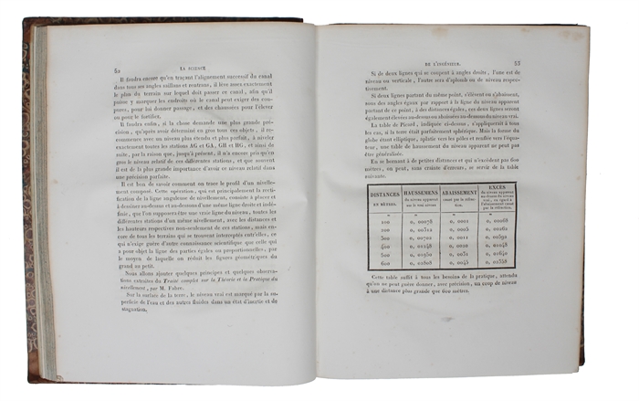 La Science de L'Ingénieur, divisée en trois Parties ou l'on traite des Chemins, des Ponts, des Canaux et des Aqueducs. Revue et augmentée par un Ingenieur du Corps royal des Ponts et Chaussées. 2 Vols. + Atlas de la Science de L'Ingénieur.