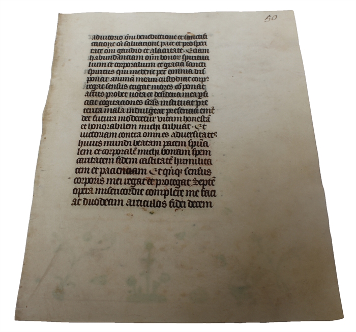 Illuminated manuscript leaf on vellum.