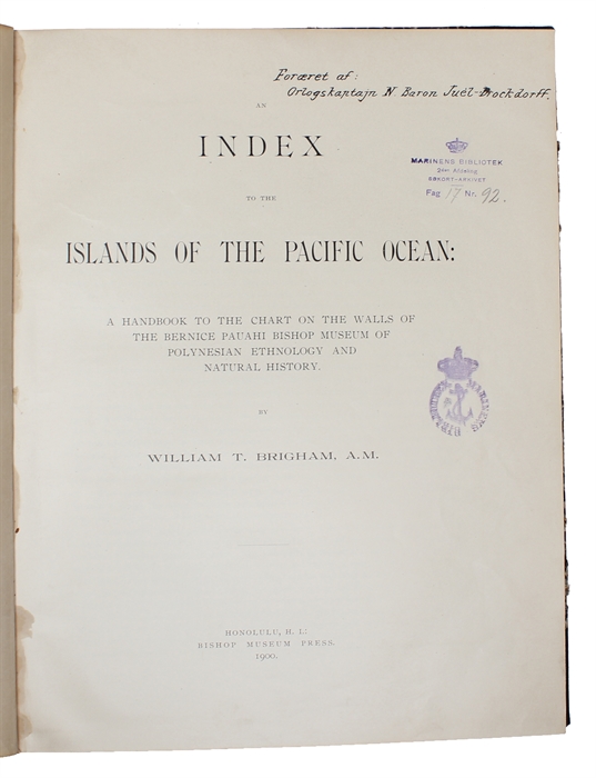 Index to the Islands of the Pacific Ocean: A handbook to the Chart on the Walls of the Bernice Pauahi Bishop Museum of Polynesian Ethnology and Natural History.