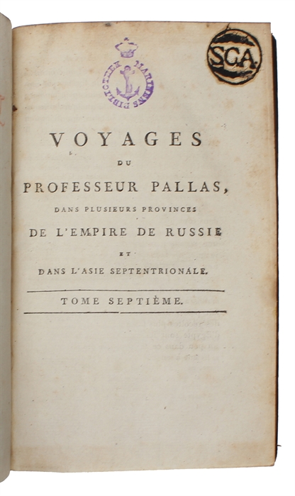 Voyages du Professeur Pallas, dans plusieurs Provinces de L'Empire de Russie et dans L'Asie septentrionale; Traduits de l'allemand par le C. Gauthier de la Peyronie. Nouvelle Édition, revue et enrichie de Notes par le C.C. Lamarck... 8 Vols.