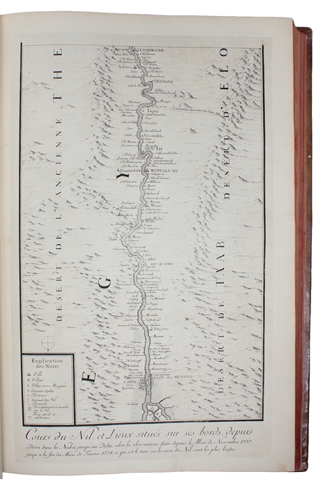 Voyage d'Egypte et de Nubie, par mr. Frederic Louïs Norden, capitaine des Vaisseaux du Roi. Ouvrage enrichie de Cartes & De Figures dessinées sur les lieux, par l'Auteur même. 2 Vols. (Text and Plates)