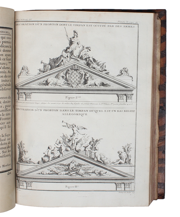 De la Distribution des Maisons de Plaisance et de la Décoration des Edifices en general. Ouvrage enrichie de cent soixante Planches en taille-douce, gravées par l'Auteur. 2 Vols.