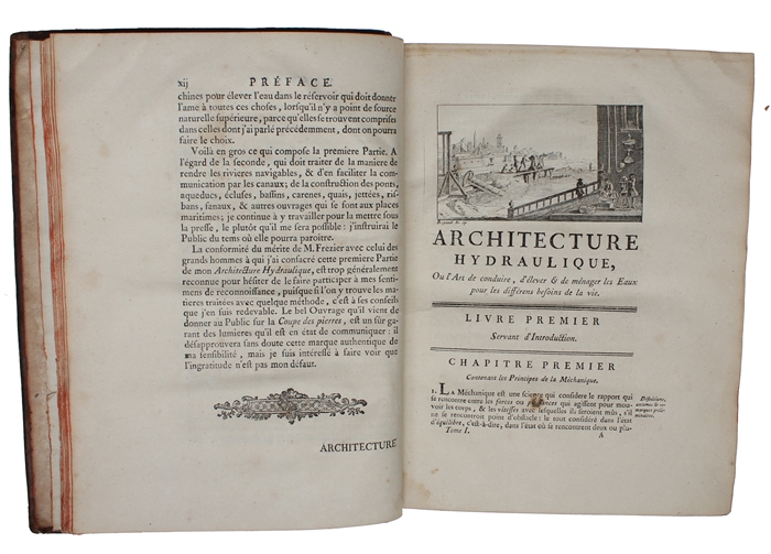 Architecture Hydraulique, ou L'Art de conduire, d'elever, et de menager les Eaux pour les differents Besoins de la Vie. 2 Vols. in 4 Parts. (Vol. I:1-2 - Vol. II:1-2).