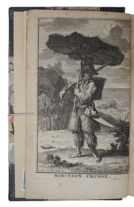 La vie et avantures surprenantes de Robinson Crusoe... Traduit de l'anglois. 3 tomes (Tome premier: Seconde Edition). Aved figures.