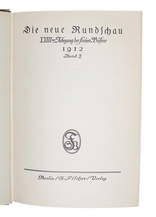 Der Tod in Venedig. Novelle. [In: Die Neue Rundschau. XXIIIter Jahrgang der freien Bühne].