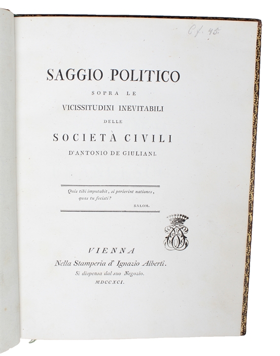 Saggio Politico sopra le vicissitudini inevitabili  delle società civili.