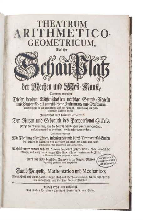 Theatrum Machinarum Generale. Schau=Platz des Grundes Mechanischer Wissenschaften...   Alles mit viel nütlichen Anmerkungen und besonderen neuen Inventionibus und Machinen vermehret, und mit vielen Figuren deutlich vor Augen gestellet... Bd. 1-9 (von 10)