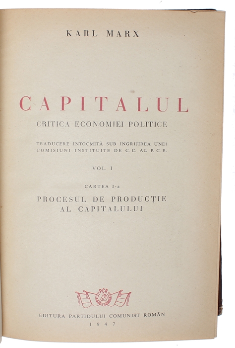 Capitalul. Critica Economiei Politice.