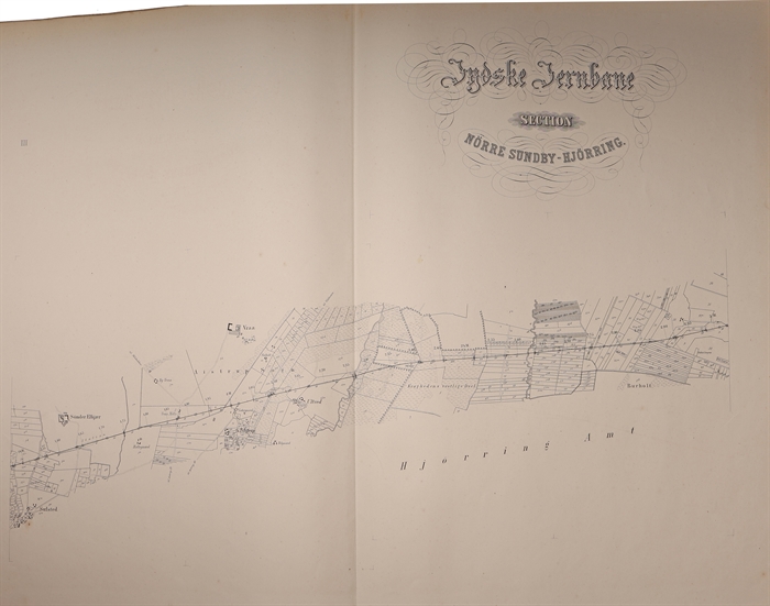 Jydske Jernbane (de 16 Sectionstitler). Anlæget af de Jydske Jernbaner 1862 (Den forgyldte titel på forpermen).