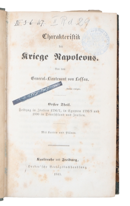 Charakteristik des Kriege Napoleons. 3 Theile. (3 Bde.).