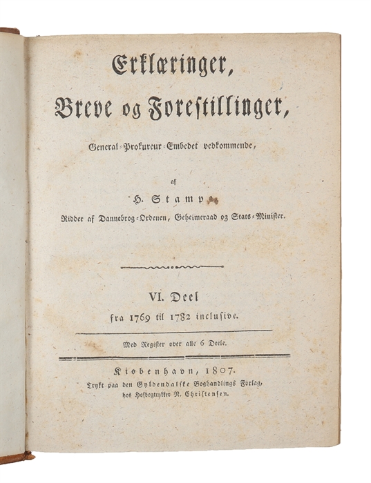 Erklæringer, Breve og Forestillinger, General=Prokureur=Embedet vedkommende. 1.-6. Deel (kpl.).