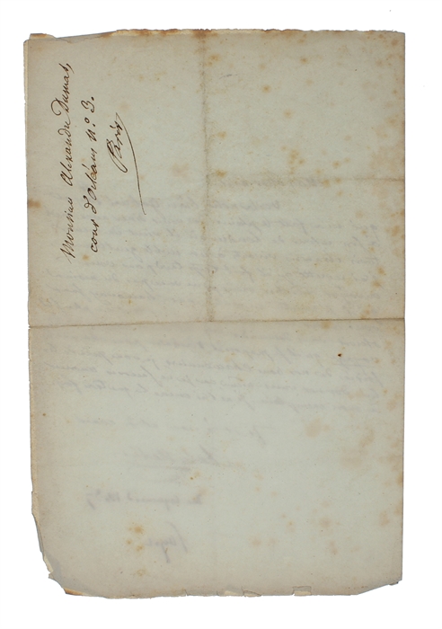 Autograph letter signed "Charles Nodier" written out to his friend Alexandre Dumas "Mon cher ami,..."