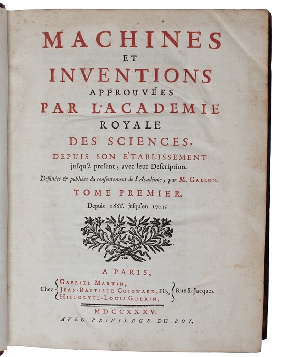 Machines et inventions approuvées par l'Academie Royale des Sciences. 6 vols.