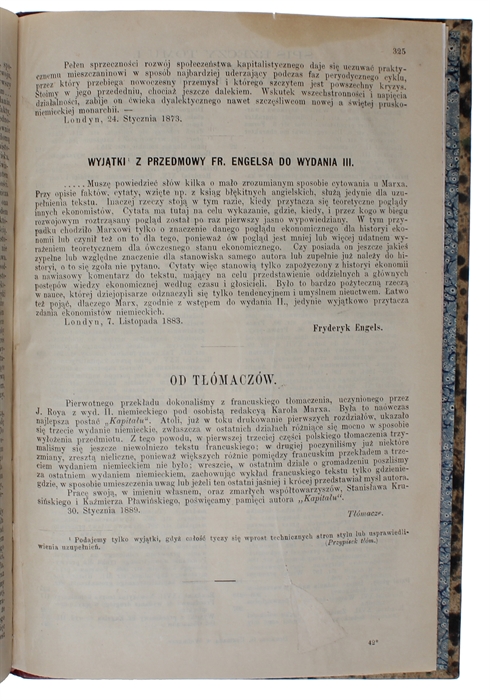 Kapital. Krytyka ekonomii politycznej. Tom Pierwszy. Ksiega I. Wytwarzanie kapitalu. 