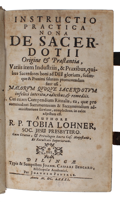 Instructio practica nona De Sacerdotii Origine & Praestantia (+) Compendium Ritualis Pro Administratione Sacramentorum. 