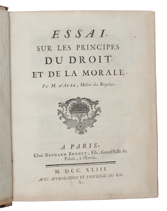 Essai sur les principes du droit et de la morale.